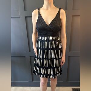 Empire-waist Black and Cream Dress